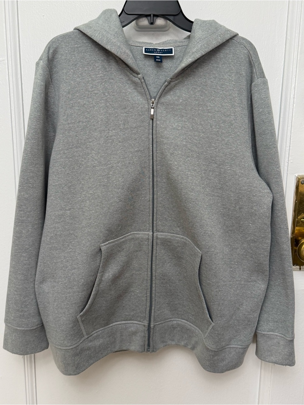 Karen Scott Gray Full Zip-Up Hoodie Sweatshirt Size XXL